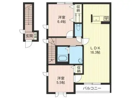 ミモザ弐番館(2LDK/2階)の間取り写真