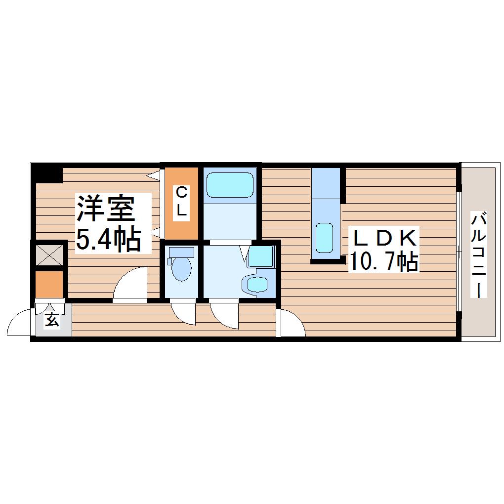 パルメゾン新田東(1LDK/4階)の間取り写真