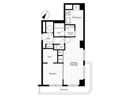 中野弥生町スカイハイツ(1LDK/6階)の間取り写真