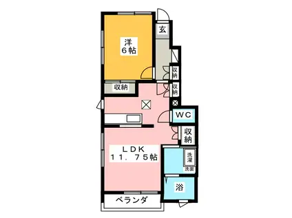 エスティアラ(1LDK/1階)の間取り写真