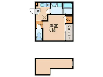 ハーモニーテラス京都太秦(ワンルーム/1階)の間取り写真