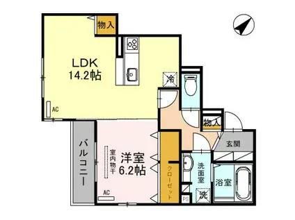 RハイツV(1LDK/2階)の間取り写真