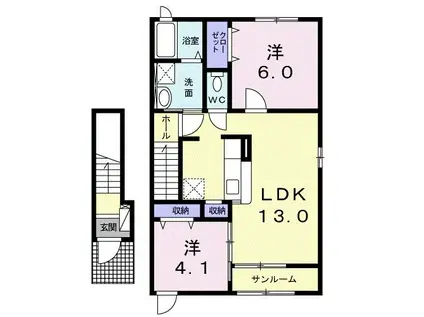 フレスクーラカーサA(2LDK/2階)の間取り写真
