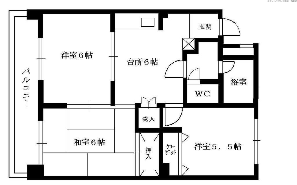 今宿西城コーポ(3DK/2階)の間取り写真