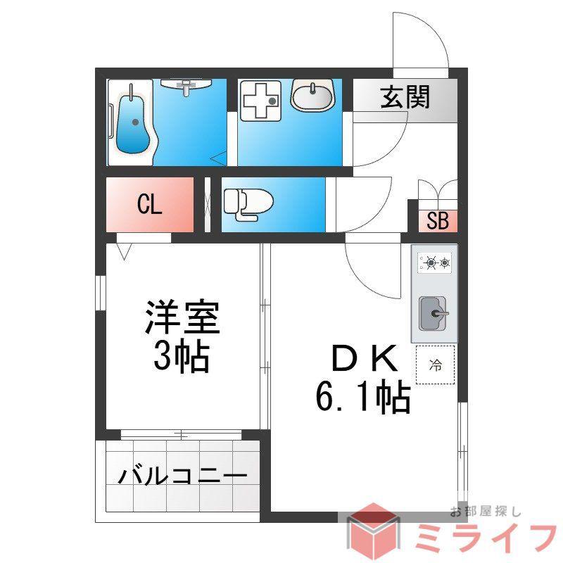 シノケンハーモニー 加美北II(1DK/2階)の間取り写真