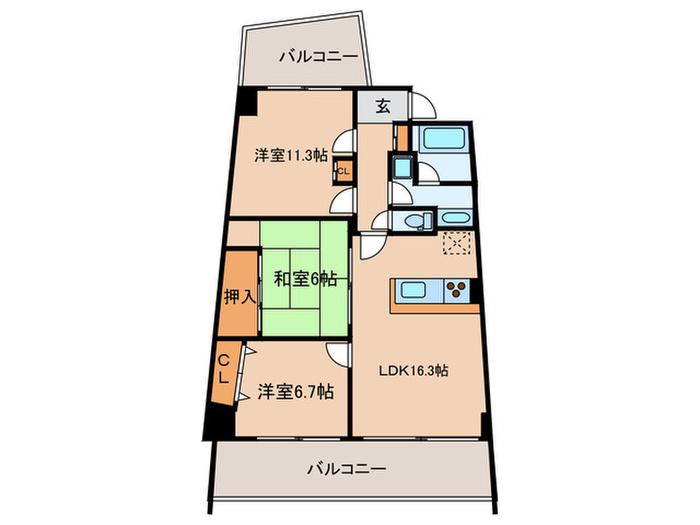 アイランドシティインフィニガーデン イースト棟(3LDK/5階)の間取り写真