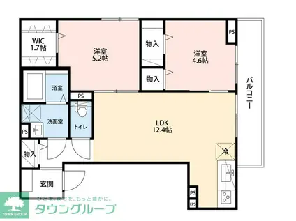 市川市行徳駅前計画(2LDK/2階)の間取り写真