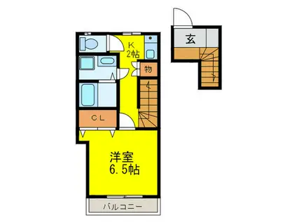 リーフジャルダン富田(1K/2階)の間取り写真