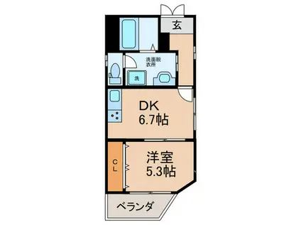 クレスト松盛(1DK/3階)の間取り写真