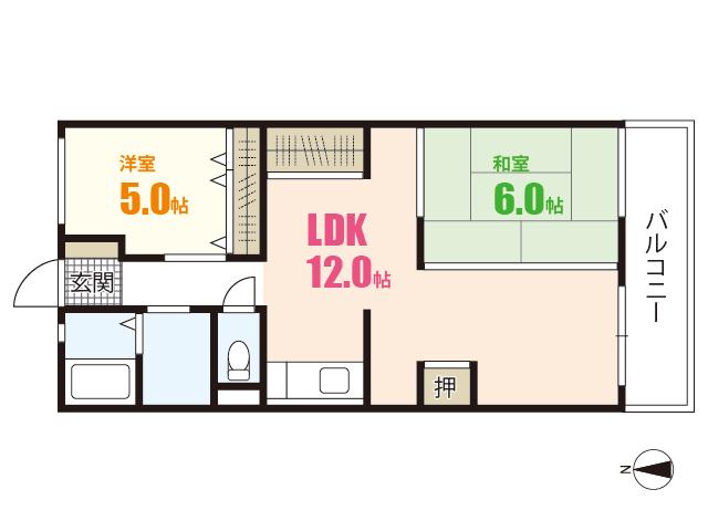 メゾン荒木(2LDK/4階)の間取り写真