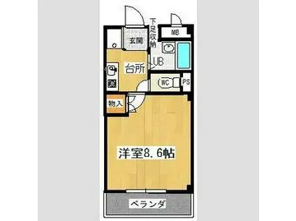 グレイスコート樹木(1K/2階)の間取り写真