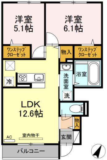 メゾン ド プリュネA(2LDK/1階)の間取り写真