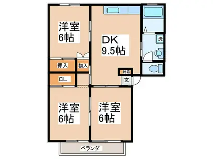 リーフハイツ御殿I(3DK/2階)の間取り写真