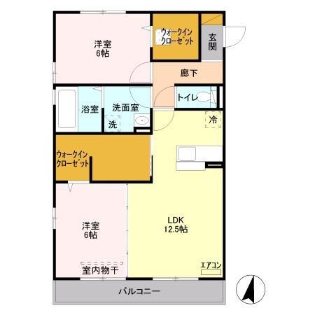 グレイスA(2LDK/3階)の間取り写真