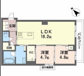 REFIANT東谷山(2LDK/2階)の間取り写真