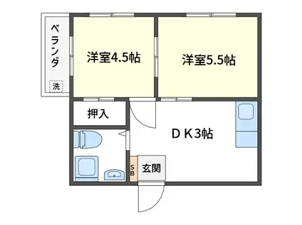 豊島リバーハイツ(2DK/5階)の間取り写真