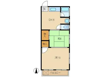 ラフォーレ成城(2K/2階)の間取り写真