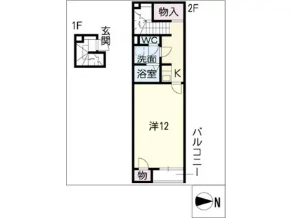 レオネクストハピネス(1K/2階)の間取り写真