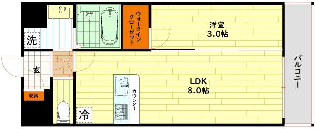エスリード大阪城イースト(1LDK/3階)の間取り写真