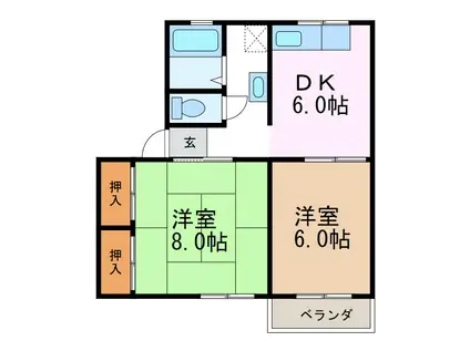 アルト25(2DK/2階)の間取り写真