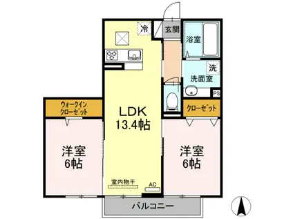 メゾン アイリス(2LDK/1階)の間取り写真