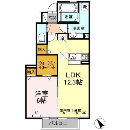 D-ROOM別名 A棟(1LDK/1階)の間取り写真