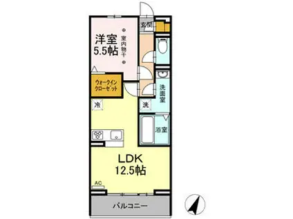 オレオール中央通(1LDK/2階)の間取り写真