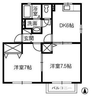 メゾンレオB棟(2DK/2階)の間取り写真
