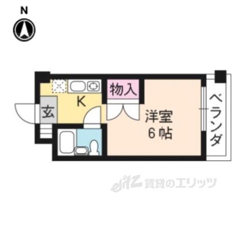 プレステージ御陵(1K/4階)の間取り写真