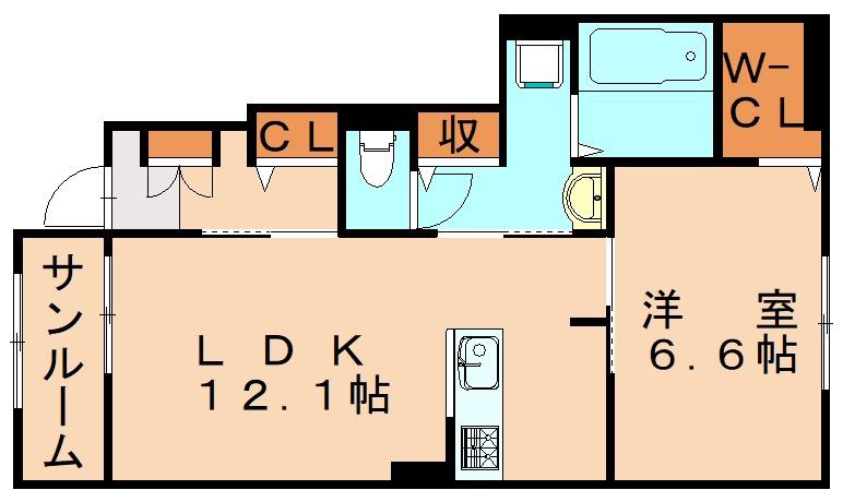 リーヴァ TAO(1LDK/1階)の間取り写真
