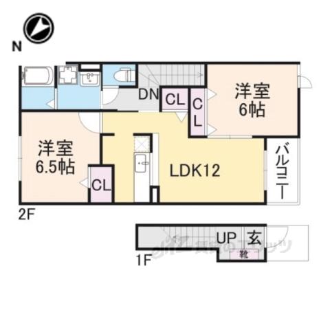 アルモニーハイツⅠ(2LDK/2階)の間取り写真