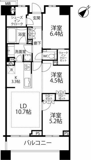 BRANZ中央林間(3LDK/5階)の間取り写真