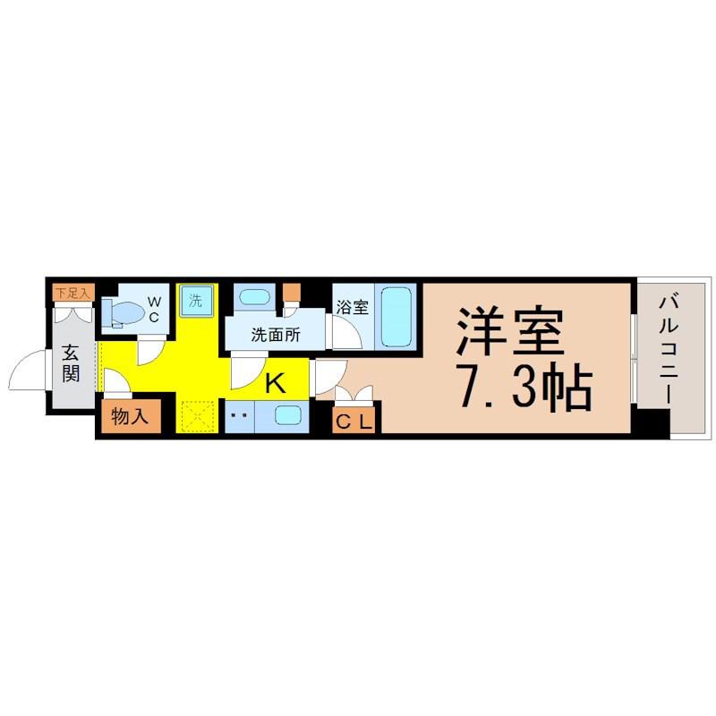 ラフィシア上前津(1K/8階)の間取り写真