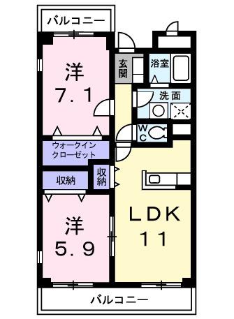 プラムガーデン(2LDK/2階)の間取り写真