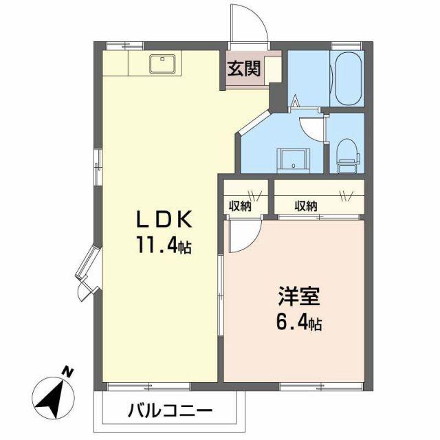 ハイツみのり(1LDK/2階)の間取り写真