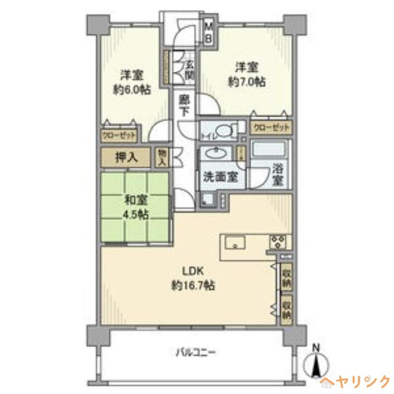 カルティア長久手ウエストCOURT(3LDK/5階)の間取り写真