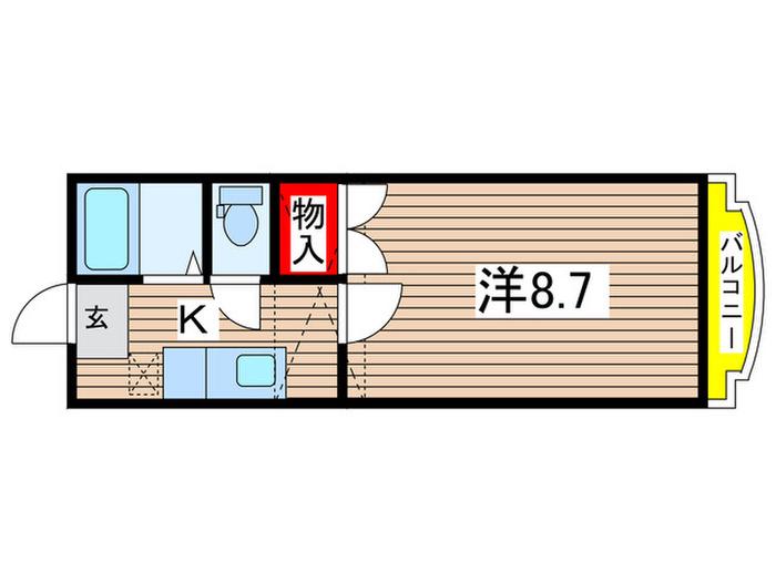 ホワイトキャッスル遠見塚14番館(1K/2階)の間取り写真