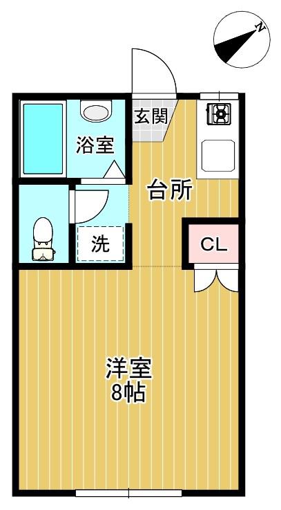 グランデュール米ケ袋(1K/1階)の間取り写真