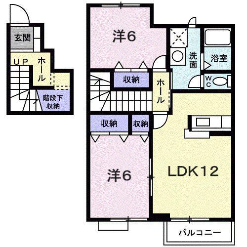シャトレ小竹 I(2LDK/2階)の間取り写真