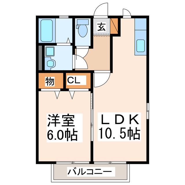 レトアフィオーレII(1LDK/2階)の間取り写真