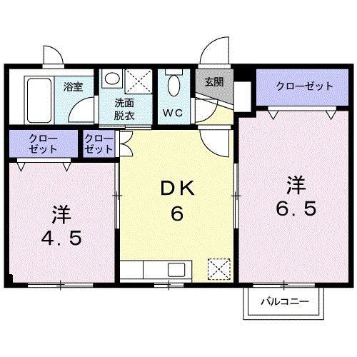 タートルビレッジIII(2DK/2階)の間取り写真