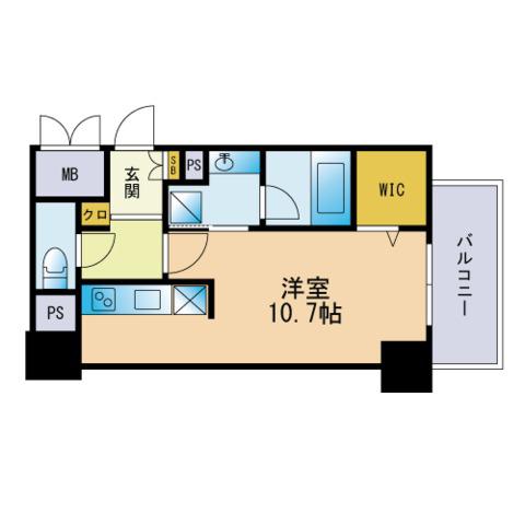 ウェルブライト博多ステーション(ワンルーム/6階)の間取り写真