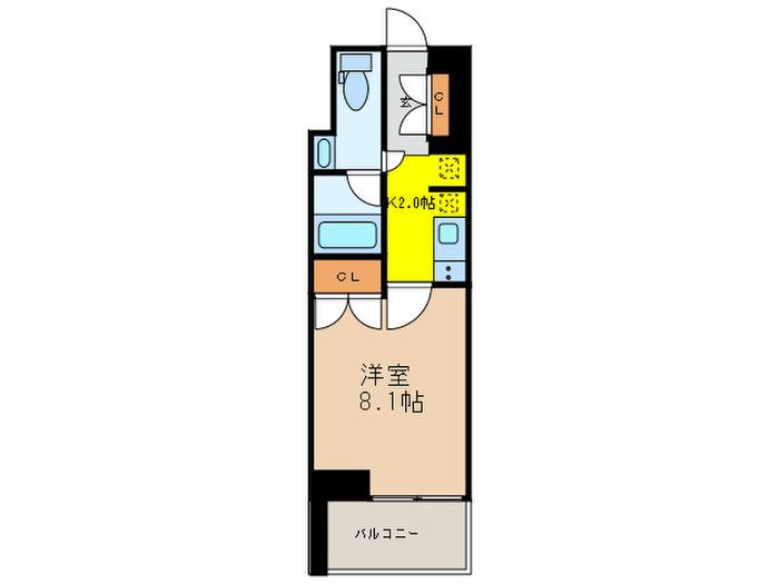 ライオンズフォーシア清澄白河(1K/9階)の間取り写真