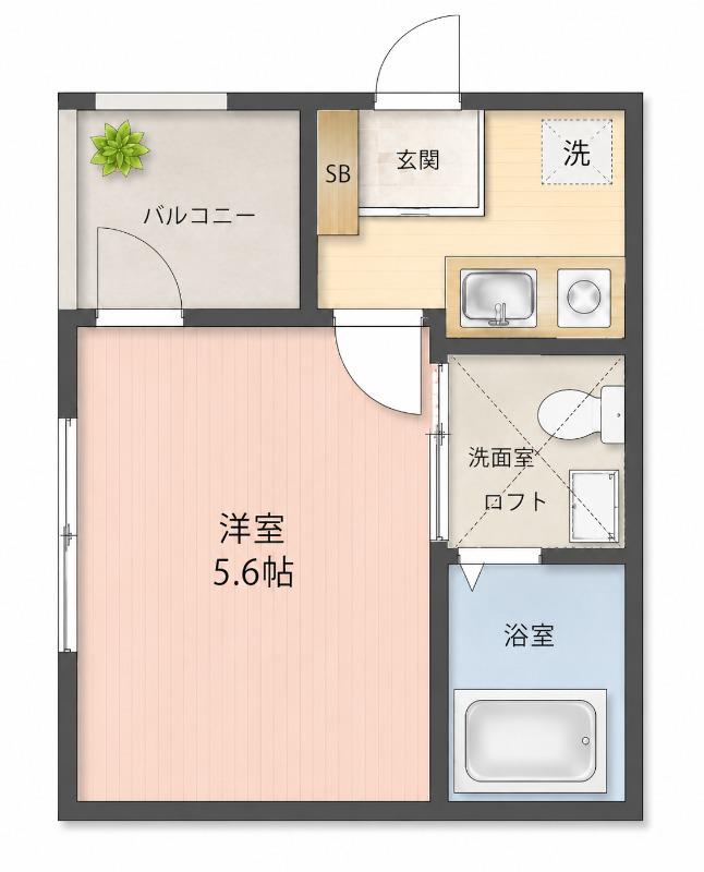 ソレアード相模が丘(1K/3階)の間取り写真