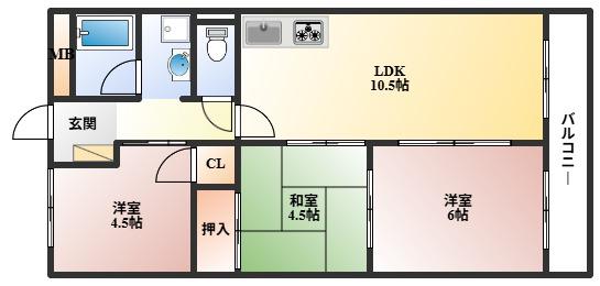 ハイツ三ツ池台(3LDK/2階)の間取り写真