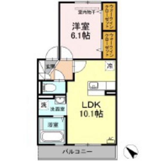 ゴールドウイングA棟(1LDK/2階)の間取り写真