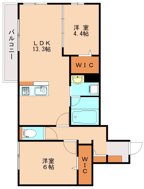 D-ROOM板付(2LDK/1階)の間取り写真