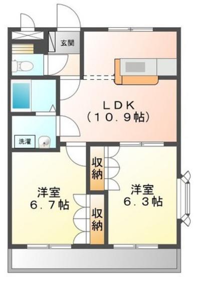 ラペル・シャトー(2LDK/2階)の間取り写真