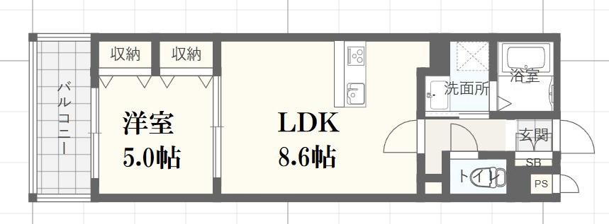 MISTRAL龍野町(1LDK/1階)の間取り写真