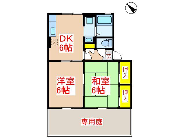 セジュールM&H(2DK/1階)の間取り写真